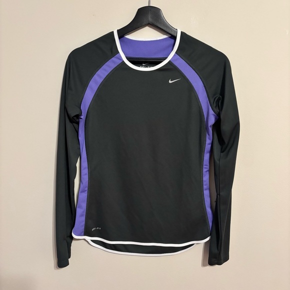 Nike DriFit Gray and Purple Long Sleeve Top Size S - Picture 1 of 7